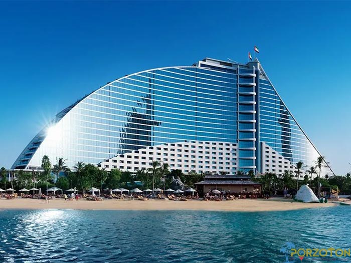 Jumeirah Beach Hotel, a very luxurious hotel in Jumeirah Beach.